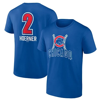 Men's Nico Hoerner Royal Chicago Cubs Fastball Player Name & Number T-Shirt