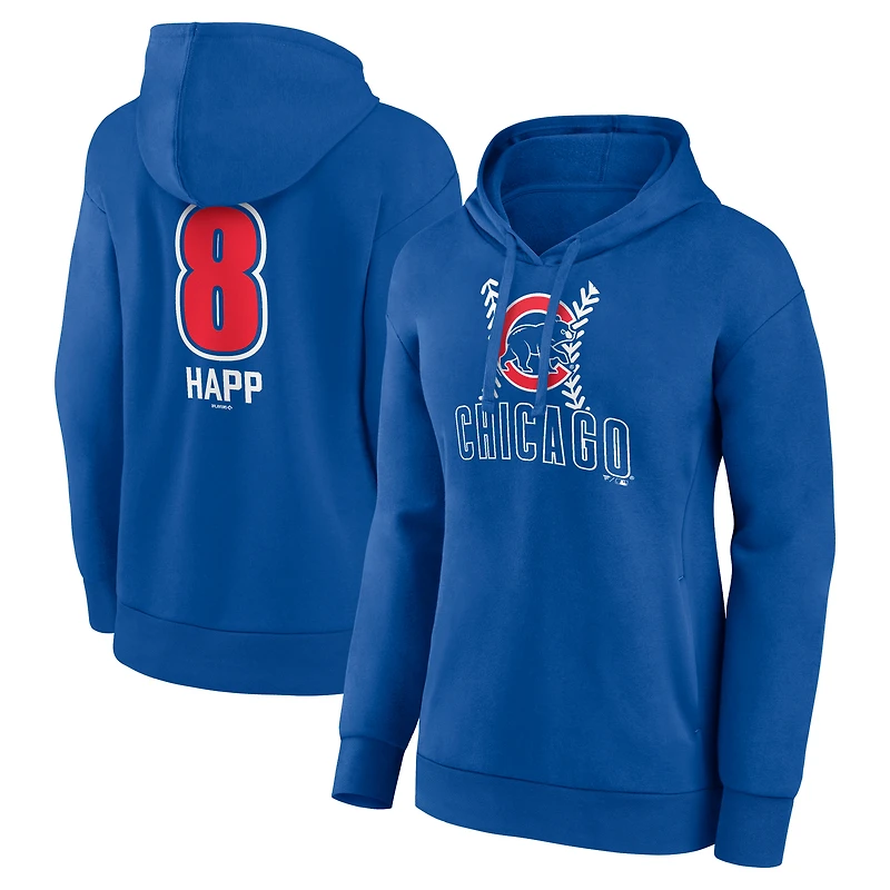 Women's Ian Happ Royal Chicago Cubs Fastball Player Name & Number Pullover Hoodie