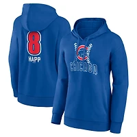 Women's Ian Happ Royal Chicago Cubs Fastball Player Name & Number Pullover Hoodie