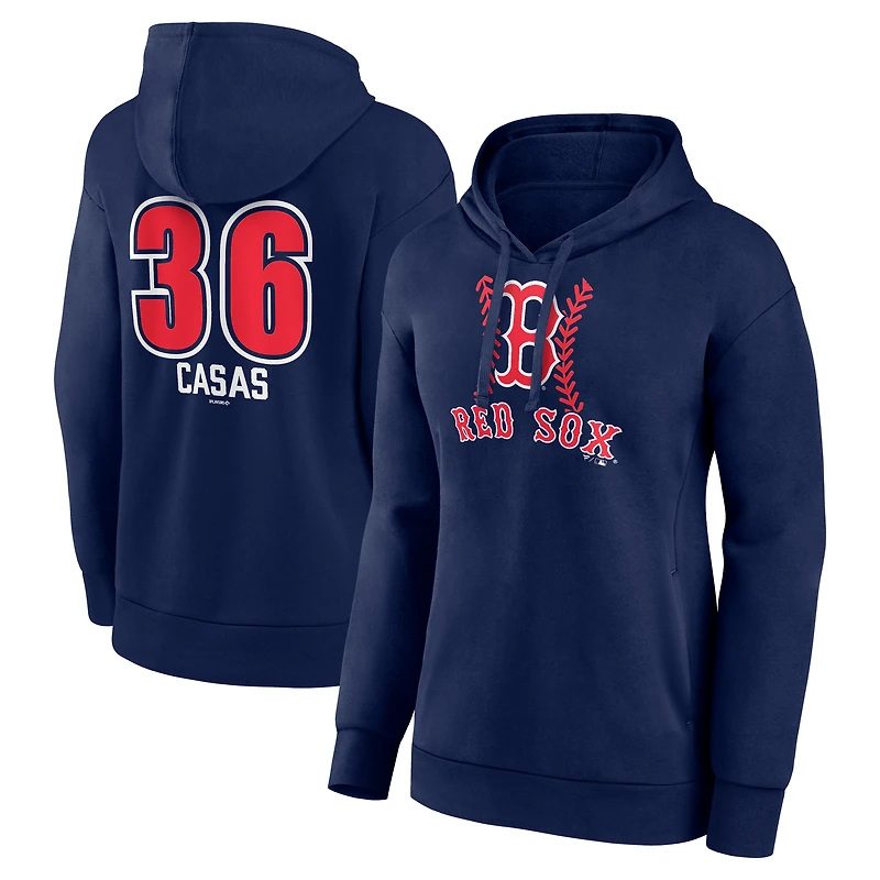 Women's Triston Casas Navy Boston Red Sox Fastball Player Name & Number Pullover Hoodie