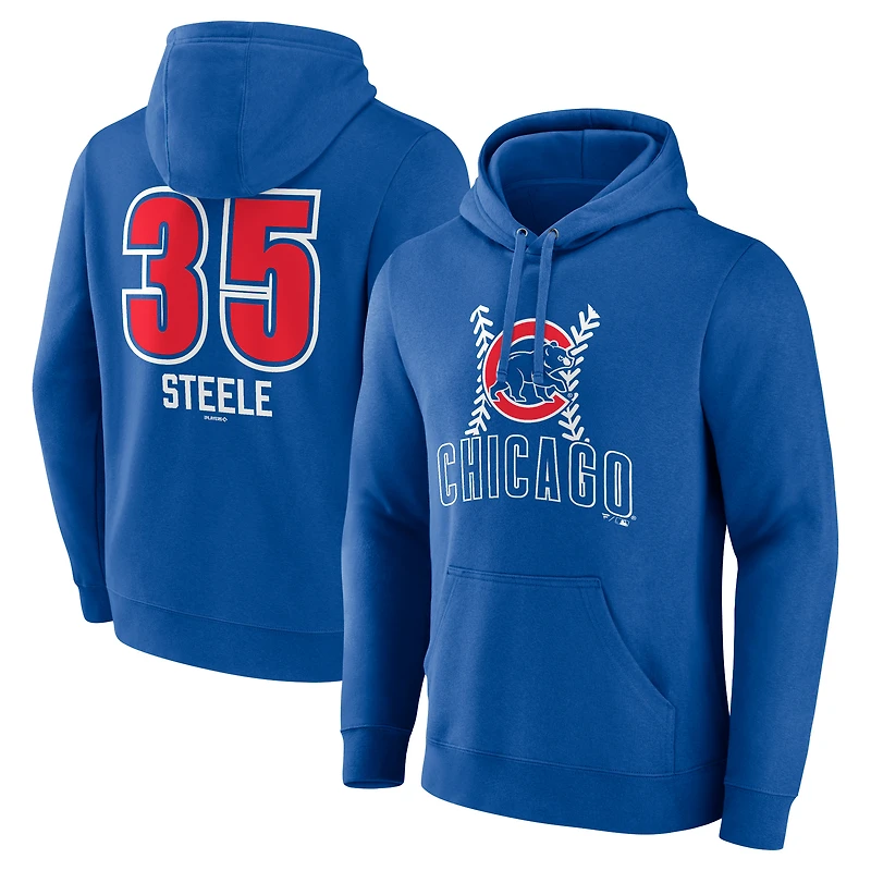 Men's Justin Steele Royal Chicago Cubs Fastball Player Name & Number Pullover Hoodie