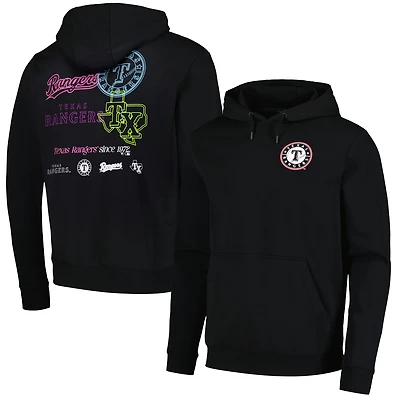 Men's Levelwear Black Texas Rangers Podium Vintage Pullover Hoodie