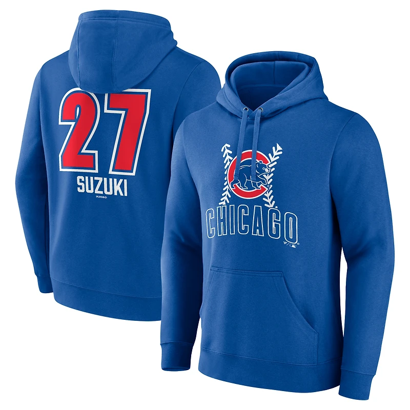 Men's Seiya Suzuki Royal Chicago Cubs Fastball Player Name & Number Pullover Hoodie