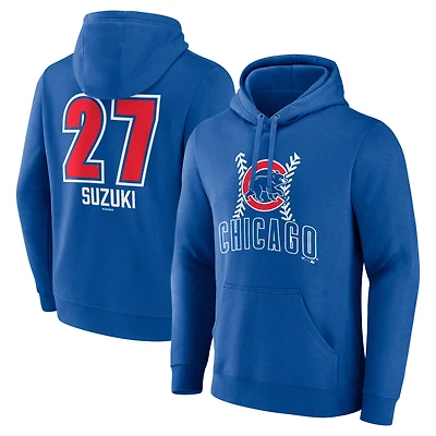Men's Seiya Suzuki Royal Chicago Cubs Fastball Player Name & Number Pullover Hoodie