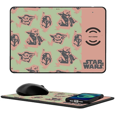Keyscaper Grogu The Mandalorian Pattern Wireless Charger and Mouse Pad