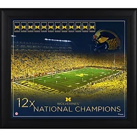 Michigan Wolverines Framed 15" x 17" Football 12x Championship Count Collage