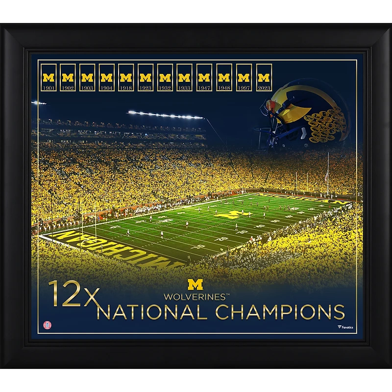 Michigan Wolverines Framed 15" x 17" Football 12x Championship Count Collage