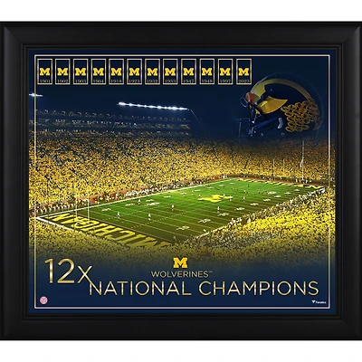 Michigan Wolverines Framed 15" x 17" Football 12x Championship Count Collage