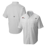 Men's Columbia White Denver Broncos Tamiami Omni-Shade Button-Down Shirt