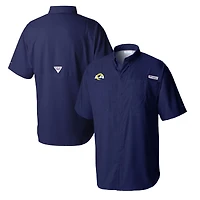 Men's Columbia Navy Los Angeles Rams Tamiami Omni-Shade Button-Down Shirt
