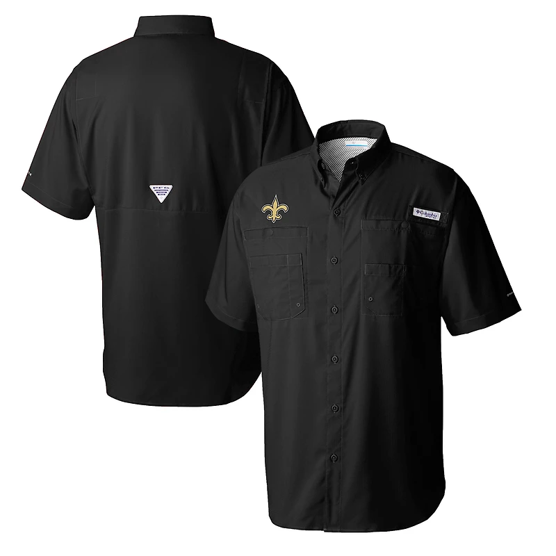 Men's Columbia Black New Orleans Saints Tamiami Omni-Shade Button-Down Shirt