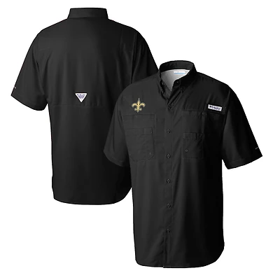 Men's Columbia Black New Orleans Saints Tamiami Omni-Shade Button-Down Shirt