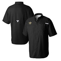 Men's Columbia Black New Orleans Saints Tamiami Omni-Shade Button-Down Shirt