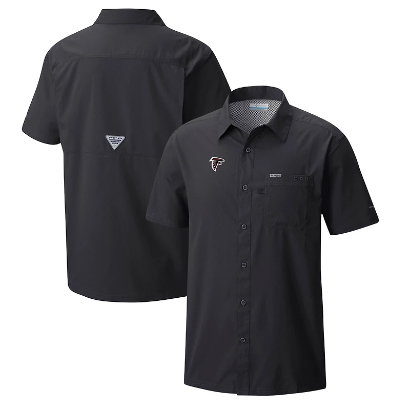 Men's Columbia Black Atlanta Falcons Slack Tide Omni-Wick Button-Up Camp Shirt