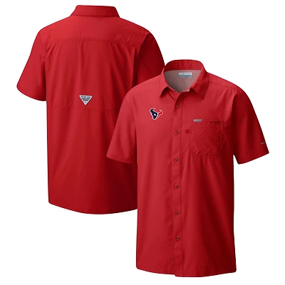 Men's Columbia Red Houston Texans Slack Tide Omni-Wick Button-Up Camp Shirt