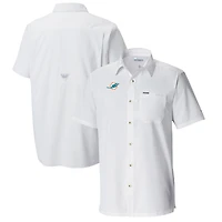Men's Columbia  White Miami Dolphins Slack Tide Omni-Wick Button-Up Camp Shirt