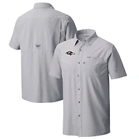 Men's Columbia  Gray Baltimore Ravens Slack Tide Omni-Wick Button-Up Camp Shirt