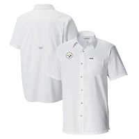 Men's Columbia  White Pittsburgh Steelers Slack Tide Omni-Wick Button-Up Camp Shirt
