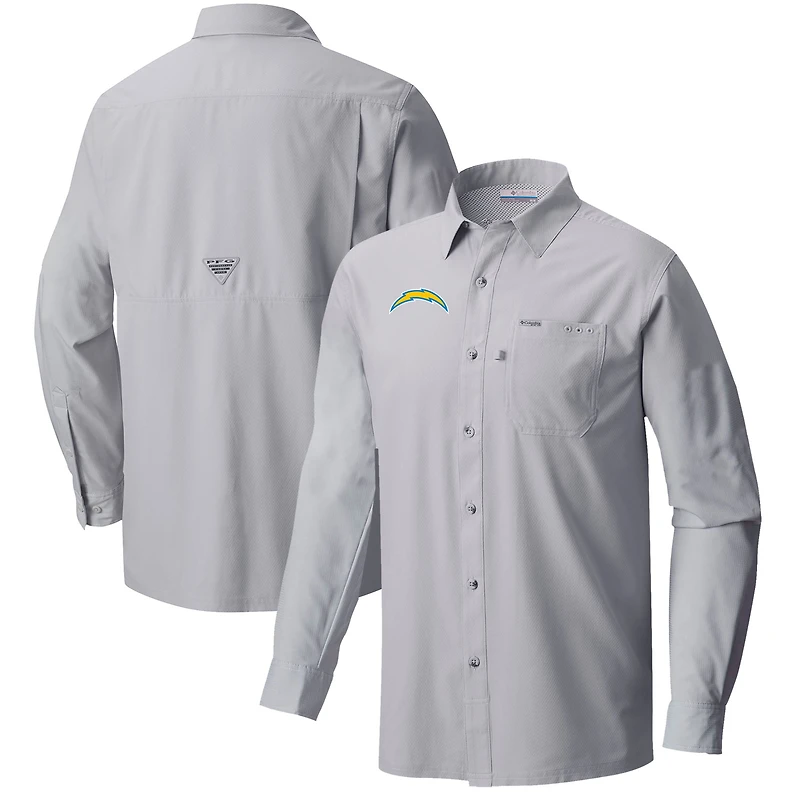 Men's Columbia Gray Los Angeles Chargers Slack Tide Omni-Wick Long Sleeve Button-Up Shirt