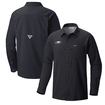 Men's Columbia  Black Philadelphia Eagles Slack Tide Omni-Wick Long Sleeve Button-Up Shirt