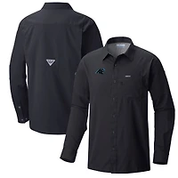 Men's Columbia  Black Carolina Panthers Slack Tide Omni-Wick Long Sleeve Button-Up Shirt