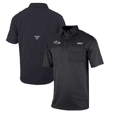 Men's Columbia Black Baltimore Ravens Omni-Wick Flycaster Pocket Polo