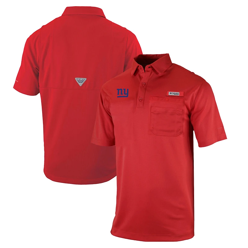 Men's Columbia Red New York Giants Omni-Wick Flycaster Pocket Polo