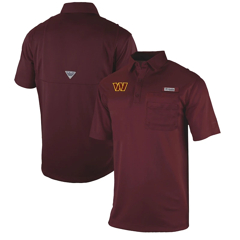 Men's Columbia Burgundy Washington Commanders Omni-Wick Flycaster Pocket Polo