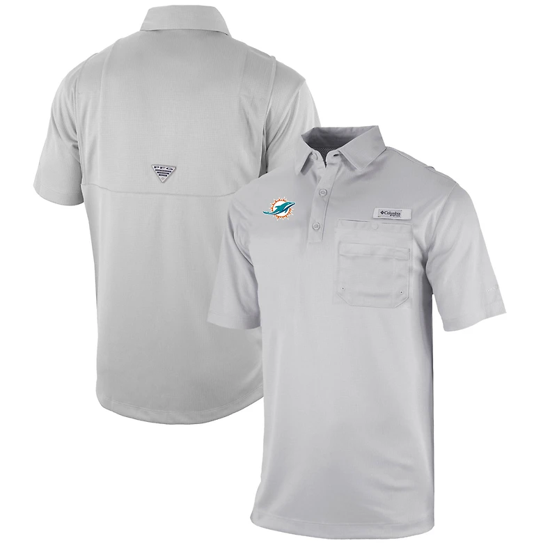 Men's Columbia Gray Miami Dolphins Omni-Wick Flycaster Pocket Polo