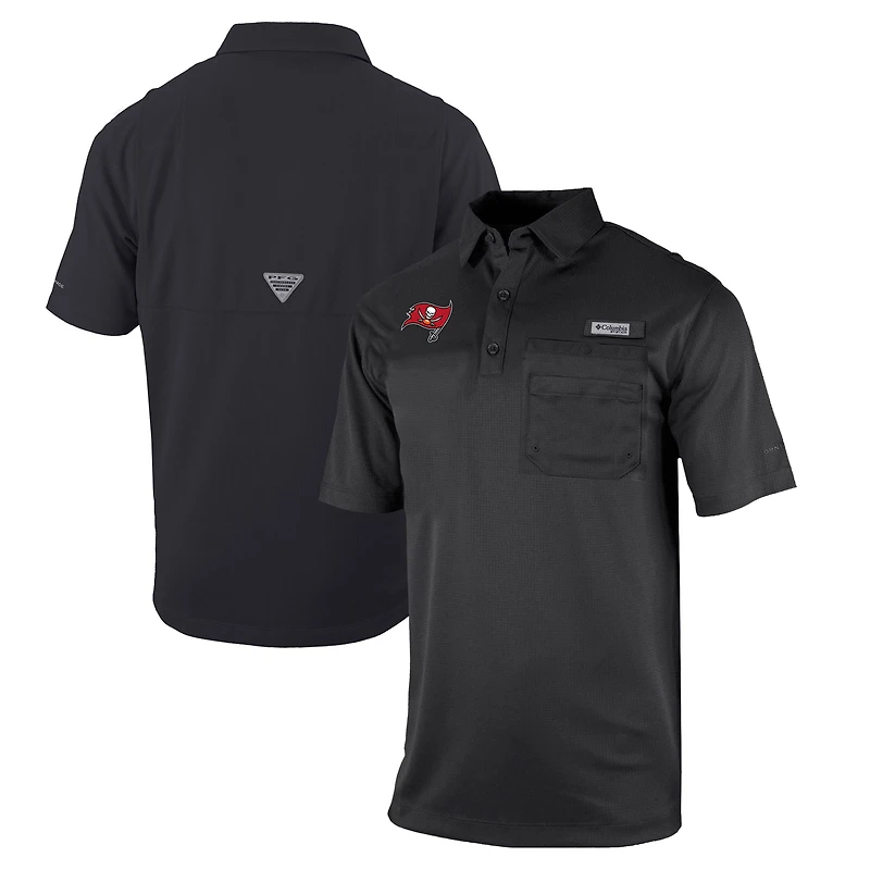 Men's Columbia Black Tampa Bay Buccaneers Omni-Wick Flycaster Pocket Polo