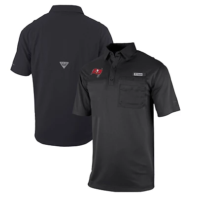Men's Columbia Black Tampa Bay Buccaneers Omni-Wick Flycaster Pocket Polo