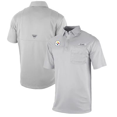 Men's Columbia  Gray Pittsburgh Steelers Omni-Wick Flycaster Pocket Polo