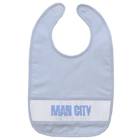 Infant Vive La Fete Sky Blue Manchester City Mini Check Smocked Baby Bib