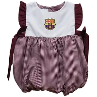 Girls Infant Vive La Fete Maroon Barcelona Gingham Bubble Dress
