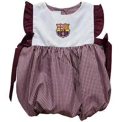 Girls Infant Vive La Fete Maroon Barcelona Gingham Bubble Dress
