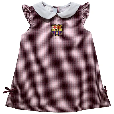 Girls Infant Vive La Fete Maroon Barcelona Gingham A-Line Dress