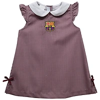 Girls Infant Vive La Fete Maroon Barcelona Gingham A-Line Dress