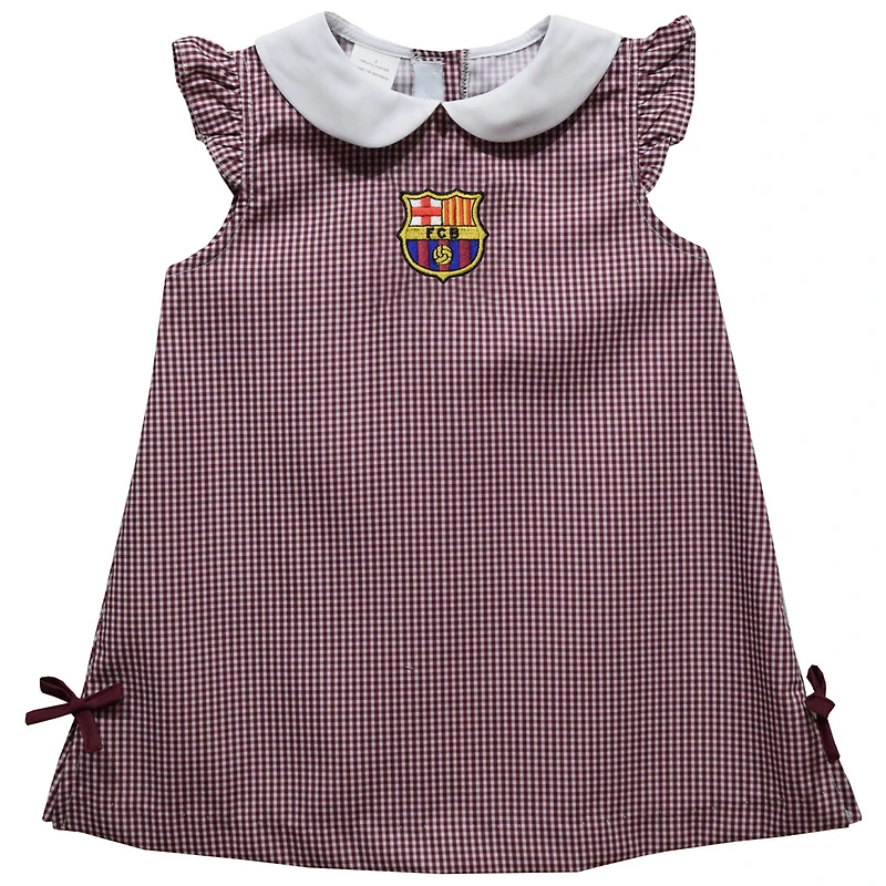 Girls Toddler Vive La Fete Maroon Barcelona Gingham A-Line Dress
