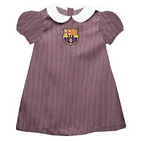 Girls Infant Vive La Fete Maroon Barcelona Gingham Puffy A-Line Dress
