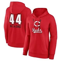Women's Elly De La Cruz Red Cincinnati Reds Name & Number Fastball Pullover Hoodie