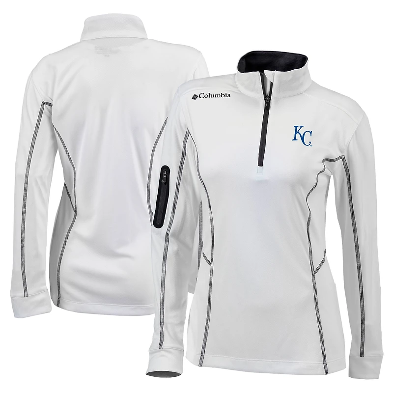 Women's Columbia White Kansas City Royals Omni-Wick Shotgun Quarter-Zip Pullover Top