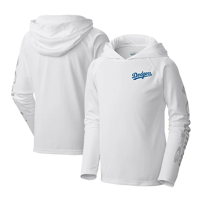 Youth Columbia White Los Angeles Dodgers Terminal Tackle Long Sleeve Hoodie T-Shirt