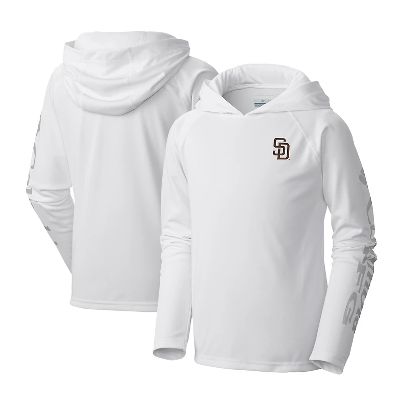 Youth Columbia White San Diego Padres Terminal Tackle Long Sleeve Hoodie T-Shirt