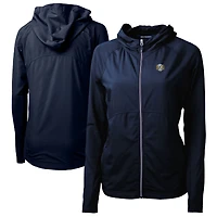 Women's Cutter & Buck Navy North Carolina Tar Heels Vault Adapt Eco Knit Hybrid Recycled Full-Zip Hoodie