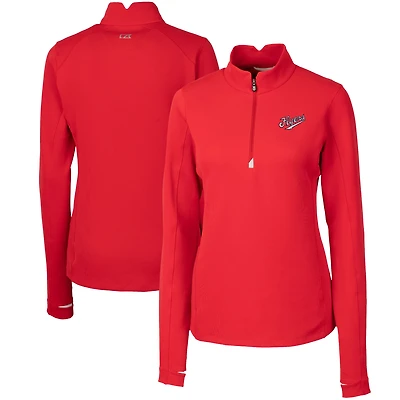 Women's Cutter & Buck Red Dayton Flyers Vault DryTec Traverse Stretch Quarter-Zip Top