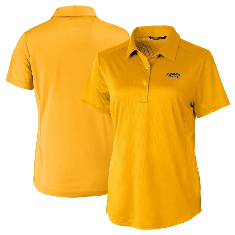 Women's Cutter & Buck Gold Montana State Bobcats Vault DryTec Prospect Textured Stretch Polo