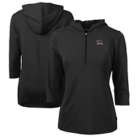 Women's Cutter & Buck Black South Carolina Gamecocks Vault DryTec Virtue Eco Pique Recycled 3/4-Sleeve Half-Zip Pullover Hoodie