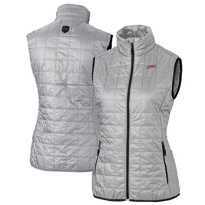 Women's Cutter & Buck Gray SMU Mustangs Vault Rainier PrimaLoft Eco Insulated Full-Zip Puffer Vest