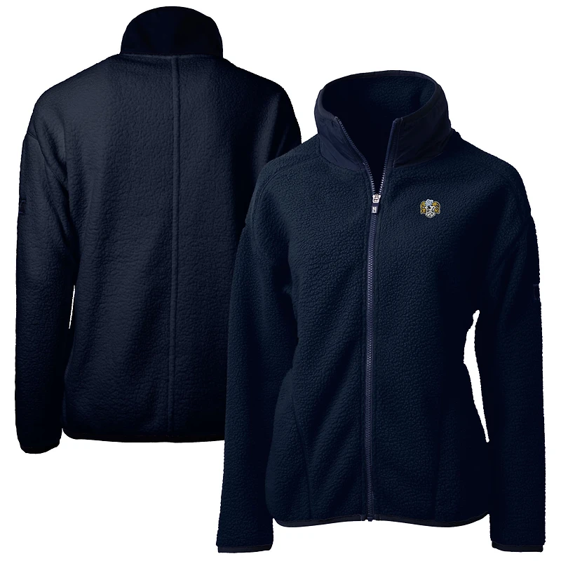 Women's Cutter & Buck  Navy North Carolina Tar Heels Cascade Eco Sherpa Full-Zip Fleece Jacket