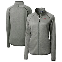 Women's Cutter & Buck  Heather Gray SMU Mustangs Vault Mainsail Sweater-Knit Full-Zip Jacket
